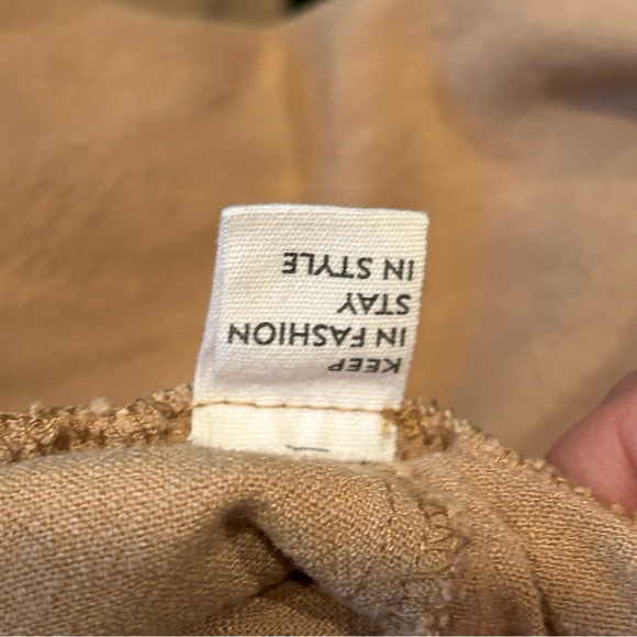 Anrabess Tan Wide-Leg Pants Crop Linen Blend Pull On‎ High Rise Women’s Size XL - Picture 10 of 10